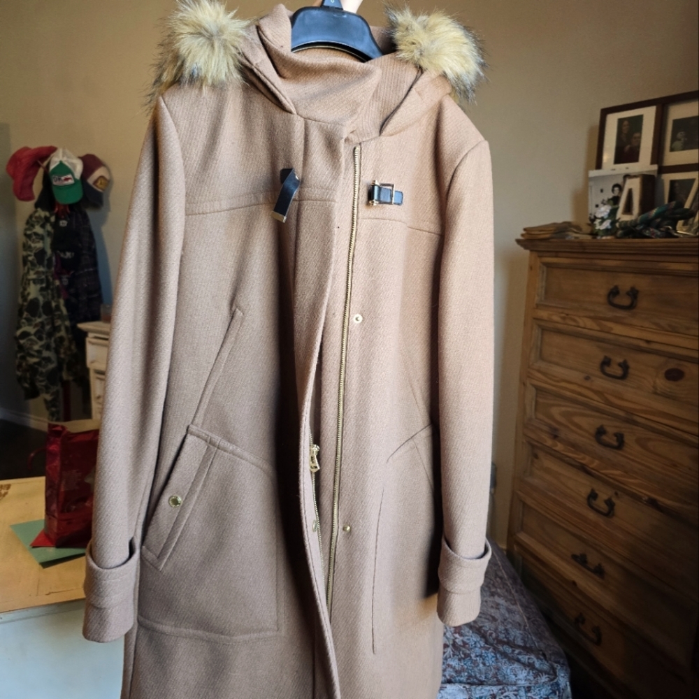 Cole Haan Hooded Wool Coat Sz 8